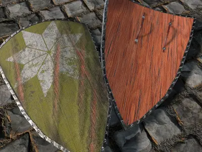 Medieval round shield with coat of arms 3 Low-poly 3D model