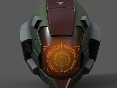 Helmet scifi military combat fantasy cyborg spac low poly  Low-poly 3D model