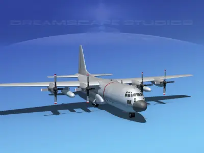 Lockheed C-130 Hercules Bare Metal 3D model