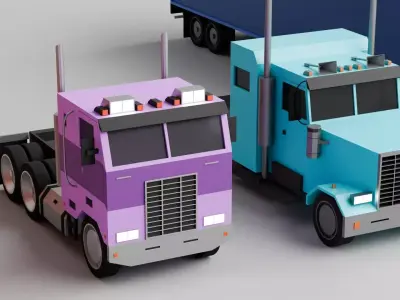 Low Poly Truck 3D Model Pack Free low-poly 3D model