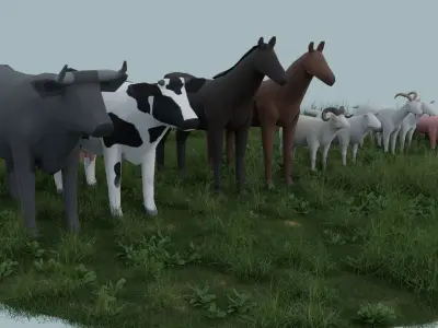 Farm Animals  Low-poly 3D model