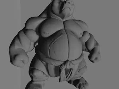 Sumo Bear Strong AND Playful Wrestling Sculpture 3D model
