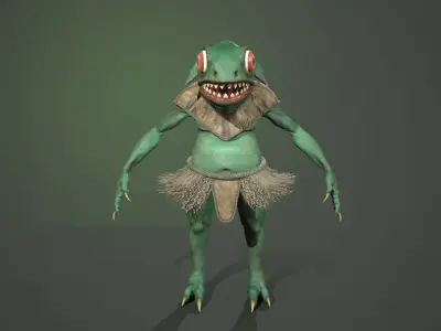 Gecko warrior  Low-poly 3D model