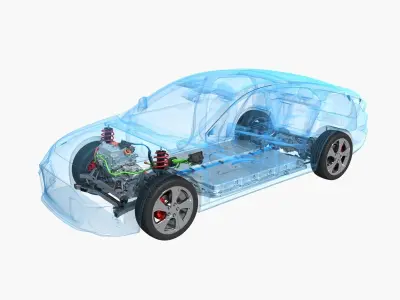 Electric Car Chassis X-Ray and SUV Chassis X-Ray 3D model