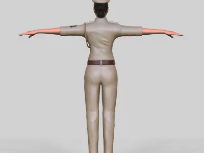 Police female Indian character Rigged Low-poly 3D model