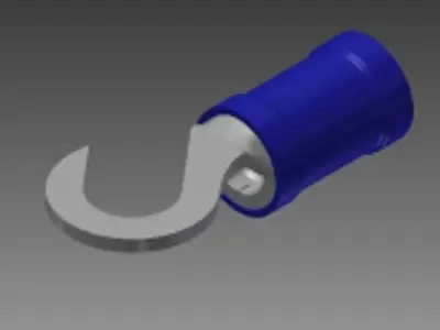 thirteen sixty-fourth hook blue solderless wire terminal Free 3D model
