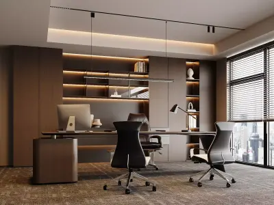 Modern Light-Luxury Executive Office 3D model