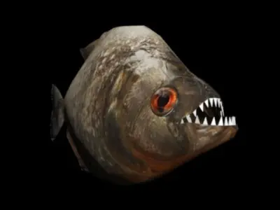 Piranha fish with teeth Low-poly 3D model
