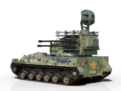 PBR Chinese PGZ-04 Self-Propelled Anti-Aircraft SPAAG Low-poly 3D model