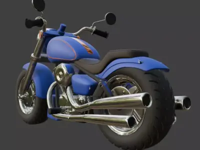 Cartoon Blue Motorcycle 3D Model 3D model