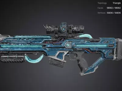 Futuristic Blue Gun 3D model purchase