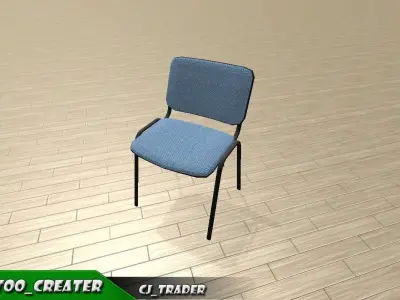 Office reception furniture set low poly 3d model Low-poly 3D model