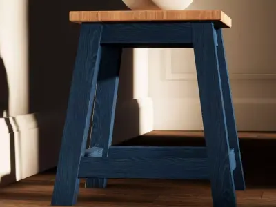 Wooden Table Stool  Free 3D model