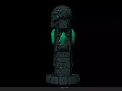 Stylized Emerald Alien Monolith Game Ready - AI Low-poly 3D model