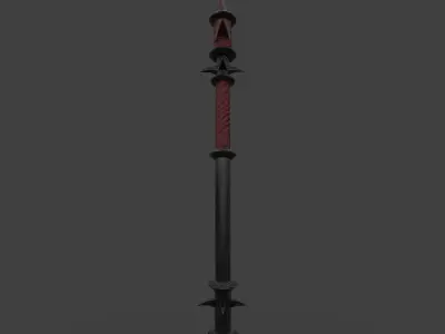 Fire scythe weapon Low-poly 3D model