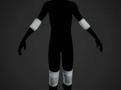 White Knee and Elbow Pads Low-poly 3D model