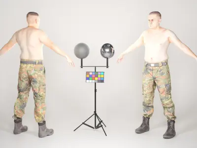 Fully equipped soldier in Bundeswehr Uniform with props 28 Low-poly 3D model