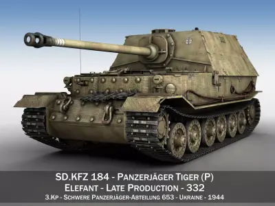 Elefant Tank destroyer - Tiger P - 332 3D model