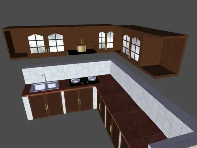 Kitchen Furniture included Texture Low-poly 3D model