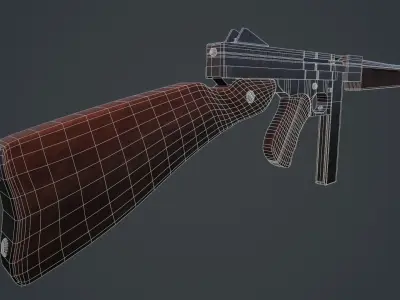 Thompson submachine gun Free low-poly 3D model
