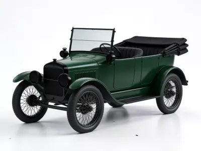 Classic Vintage Antique Tourer Green Vehicle 3d model Low-poly 3D model
