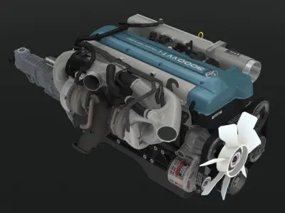 Toyota 2JZ GTE VVTi engine Low-poly 3D model