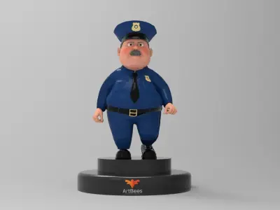 Policeman 3d model police officer figurine Low-poly 3D model