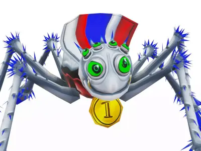 White Spider Funny Cartoon Insect Parasite Beetle Lowpoly Low-poly 3D model