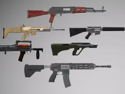Low Poly Game Ready Rifles Pack Free low-poly 3D model