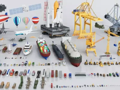 150 Vehicles Mega Pack Collection Game Ready Free 3D model