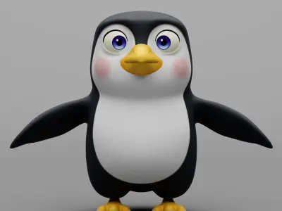 Penguin cartoon character modeling textures 3D model