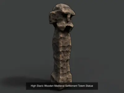 AAA Carved Slavic Wooden Medieval Settlement Totem Statue Pack 3D Model Collection