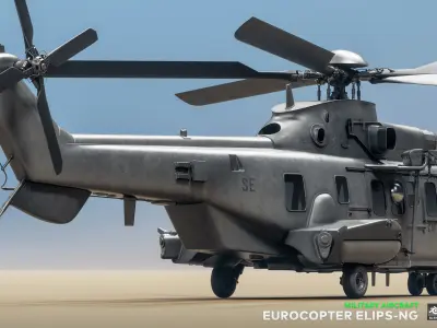 Eurocopter ELIPS NG  - Military Helicopter Low-poly 3D model
