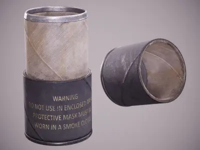 Smoke Grenades and Bonus SG Container PBR game ready asset Low-poly 3D model