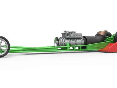 Front engine jet dragster Scale 1 to 25 3D print model