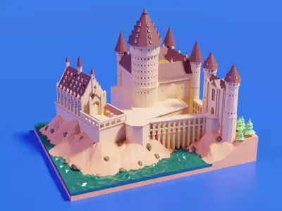 Castle Blender Lowpoly Isometric Low-poly 3D model