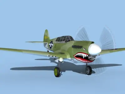 Curtiss P-40N Warhawk V01 USAAF 3D model