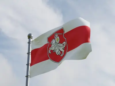 Animated Belarus Pagonya Flags 3D model