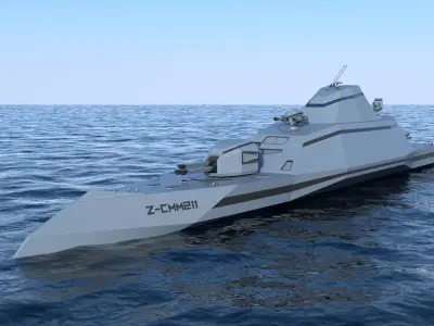 Futuristic Military Stealth Ship Low-poly 3D model