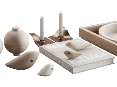 077 Living decor set NEUTRAL BIRDS 00 3D model