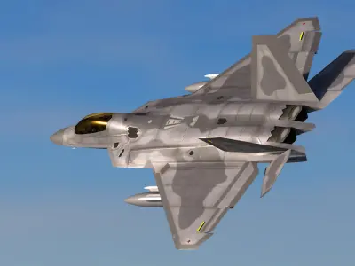 F-22A Raptor Rigged Low-poly 3D model