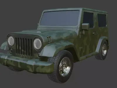 Jeep and tyres are seperated 3D model