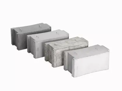 Concrete Traffic Barrier Set Low-poly 3D model