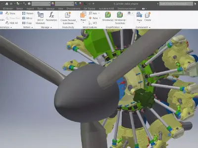 9 cylinder radial engine 3d model 3D model