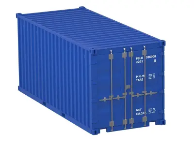 20 ft Container blue 3D model