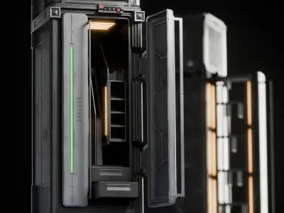 GAME READY CYBERPUNK LOCKER PBR RIGGED Low-poly 3D model