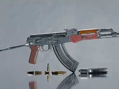 AKMS - AK Under Folding Stock Low-poly 3D model