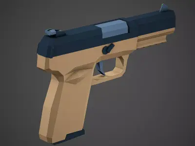 Stylized FiveSeven Pistol Low Poly Mobile Ready Low-poly 3D model