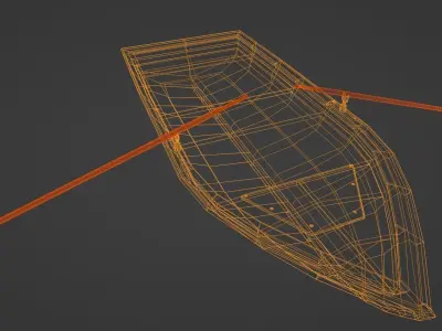 Row boat with Oars Low poly 3D model Low-poly 3D model