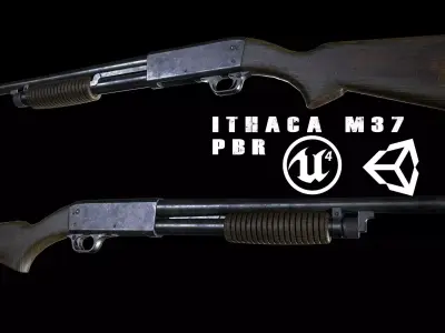 Ithaca M37 PBR Low-poly 3D model